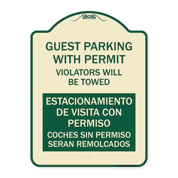Signmission Guest Parking with Permit Violators Will Be Towed Estacionamento De Visita Con Permis, TG-1824-23927 A-DES-TG-1824-23927 - main